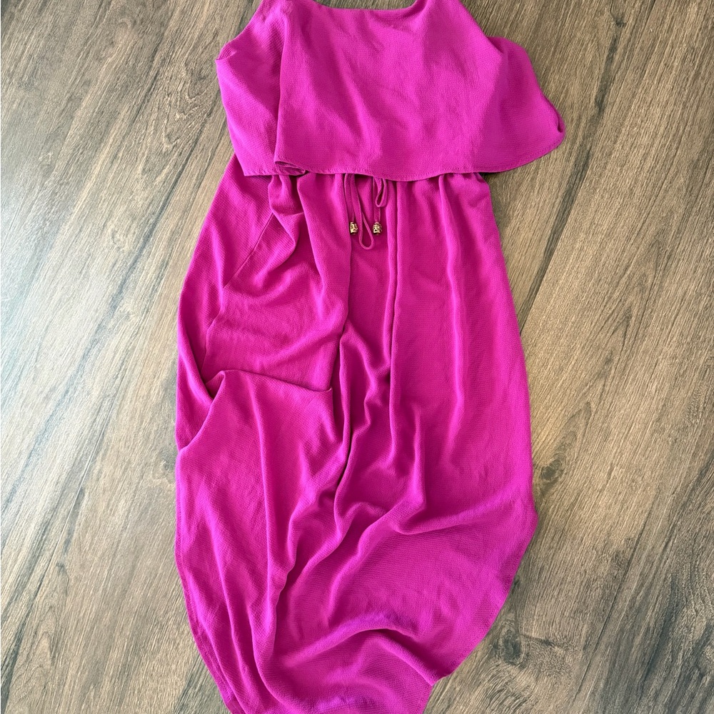 Elegant Fuchsia Midi Dress